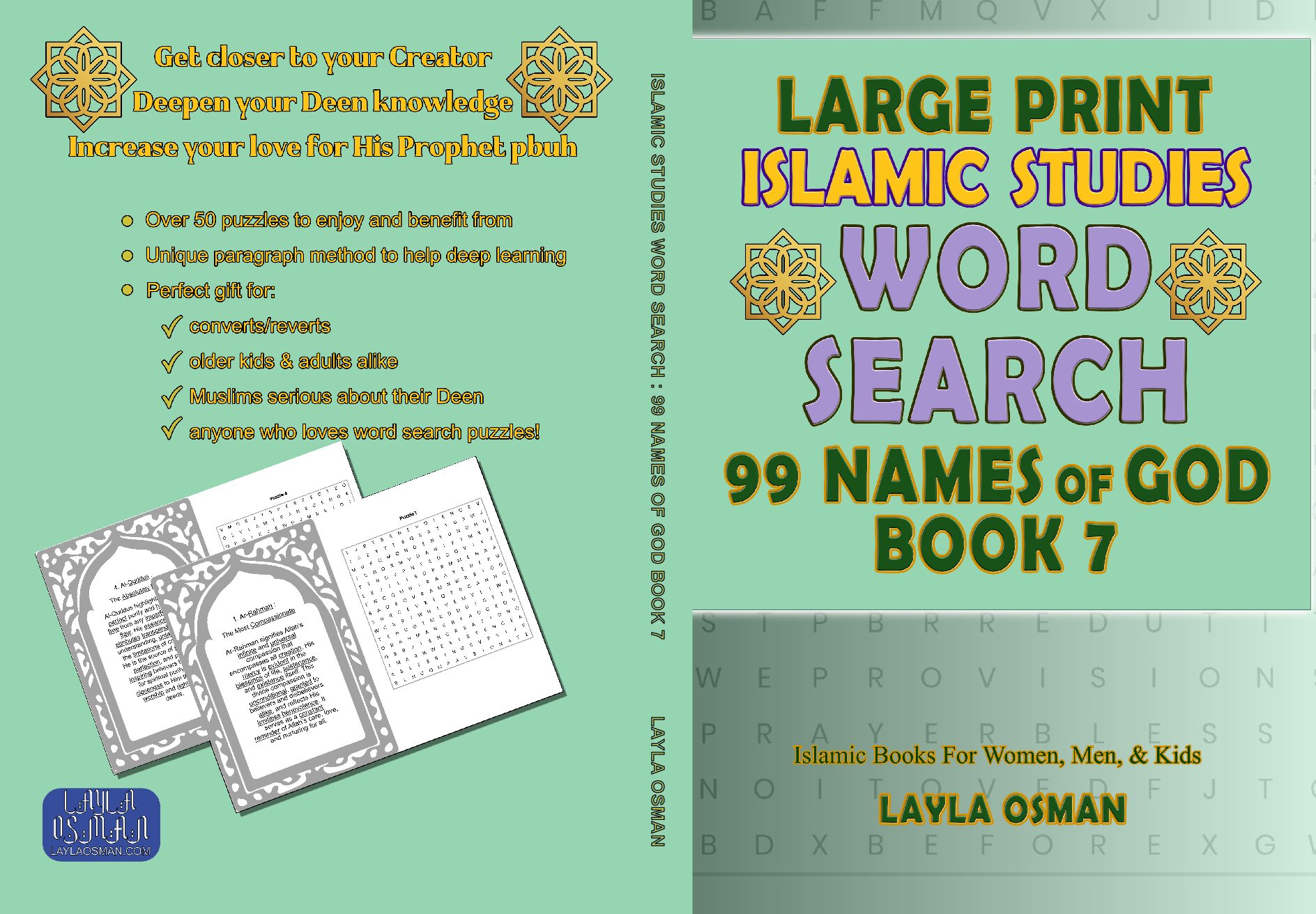Islamic Studies Word Search Book 7 99 Names Of God: Relaxing Puzzles For Women Men and Kids